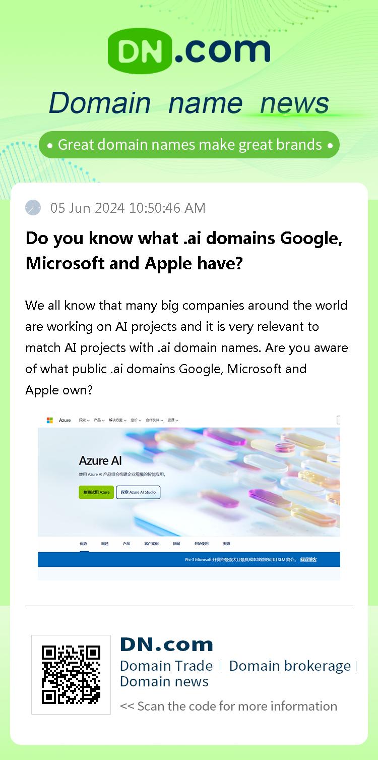 Do you know what .ai domains Google, Microsoft and Apple have?