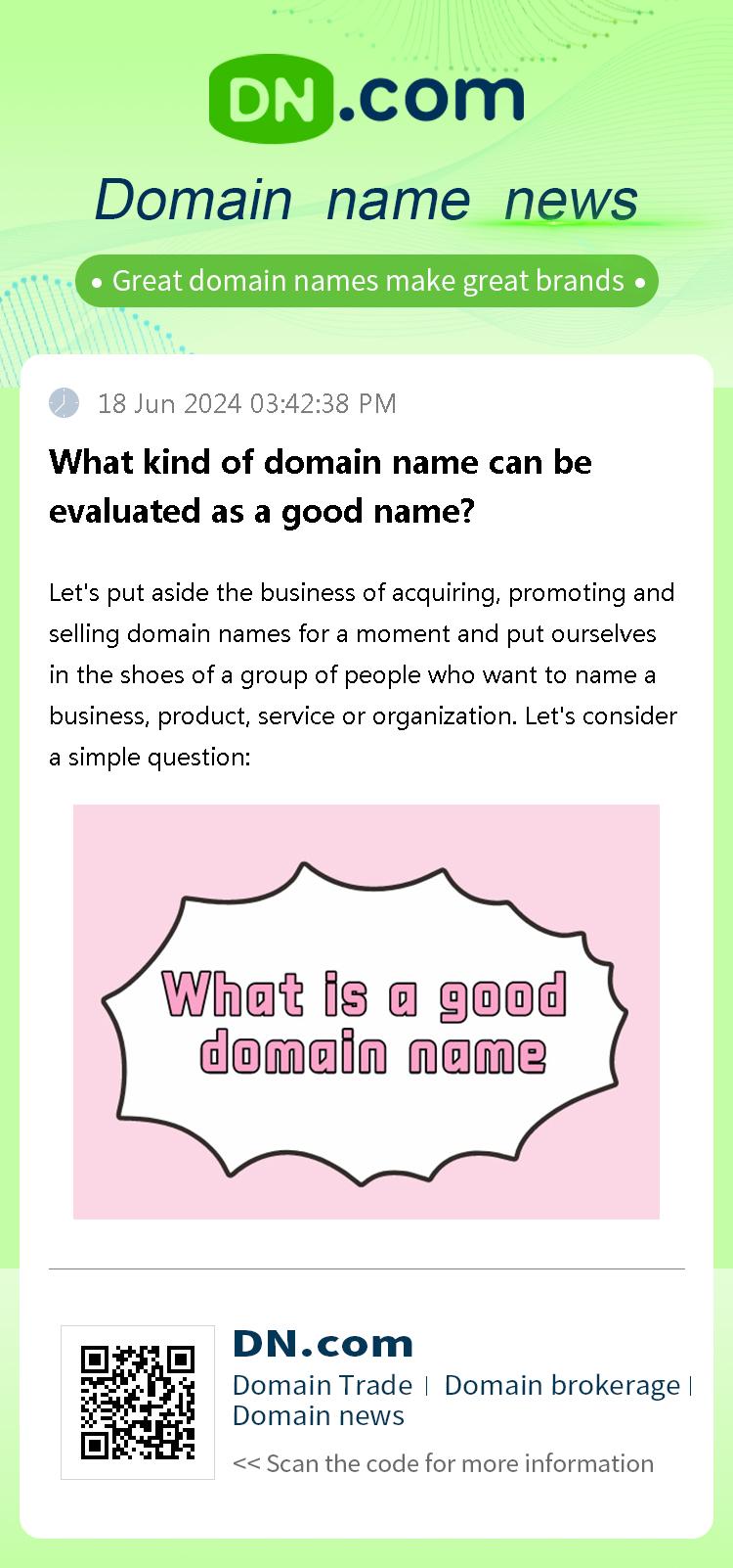 What kind of domain name can be evaluated as a good name?