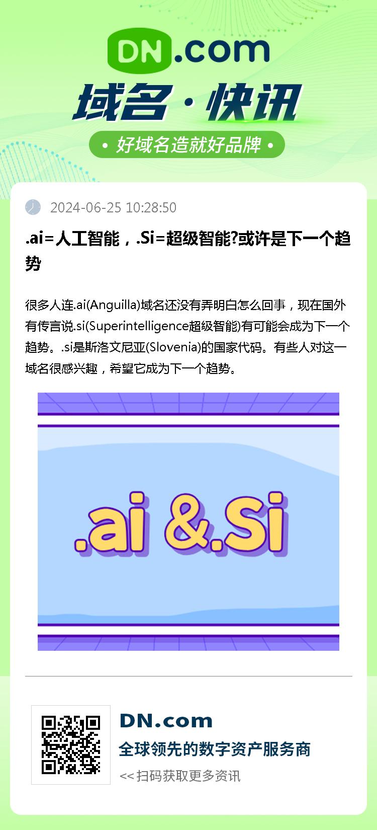 .ai=人工智能，.Si=超级智能?或许是下一个趋势