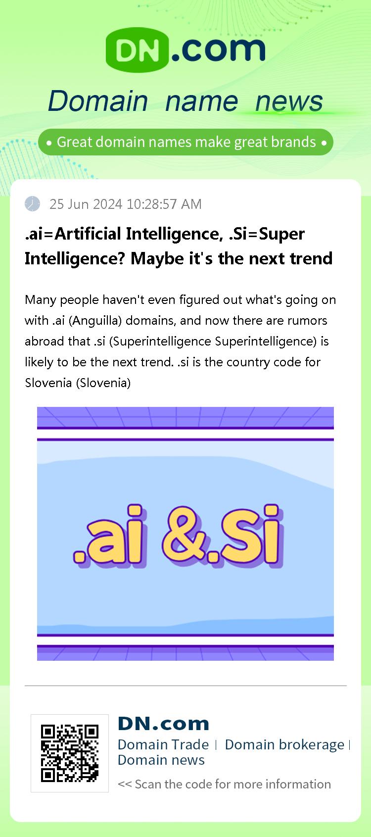 .ai=Artificial Intelligence, .Si=Super Intelligence? Maybe it's the next trend