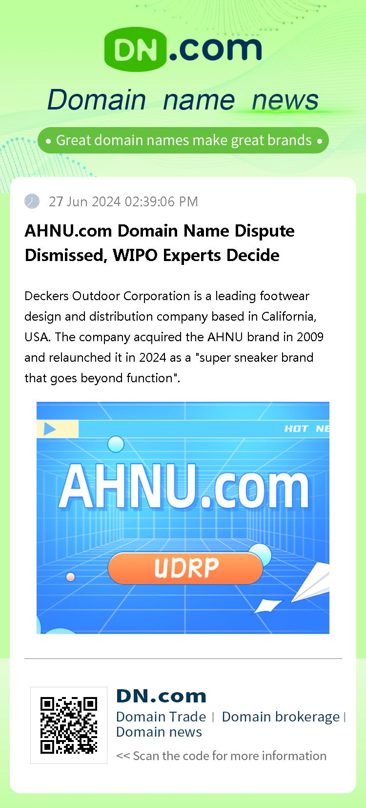 AHNU.com Domain Name Dispute Dismissed, WIPO Experts Decide