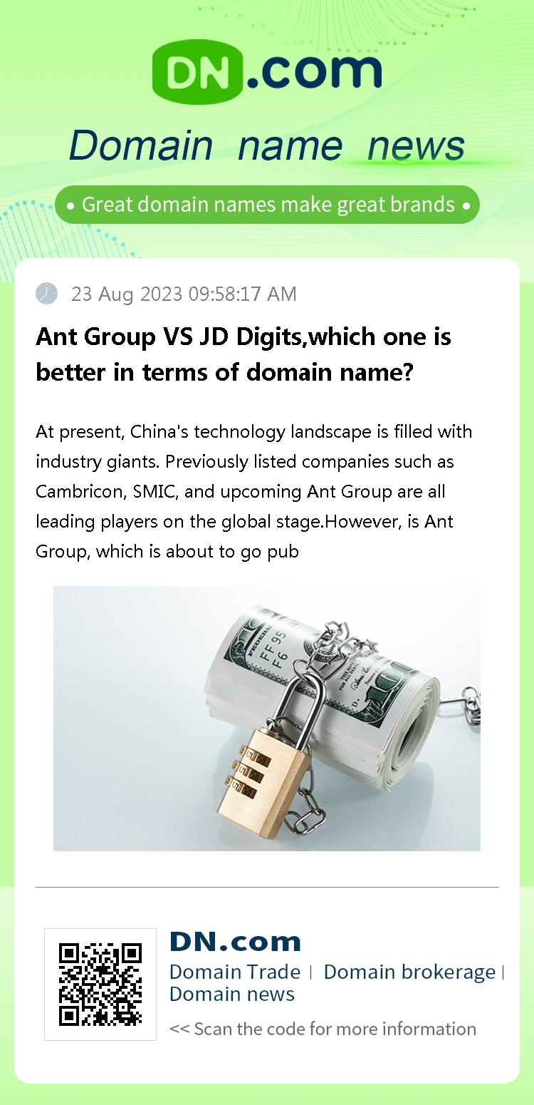 Ant Group VS JD Digits,which one is better in terms of domain name?