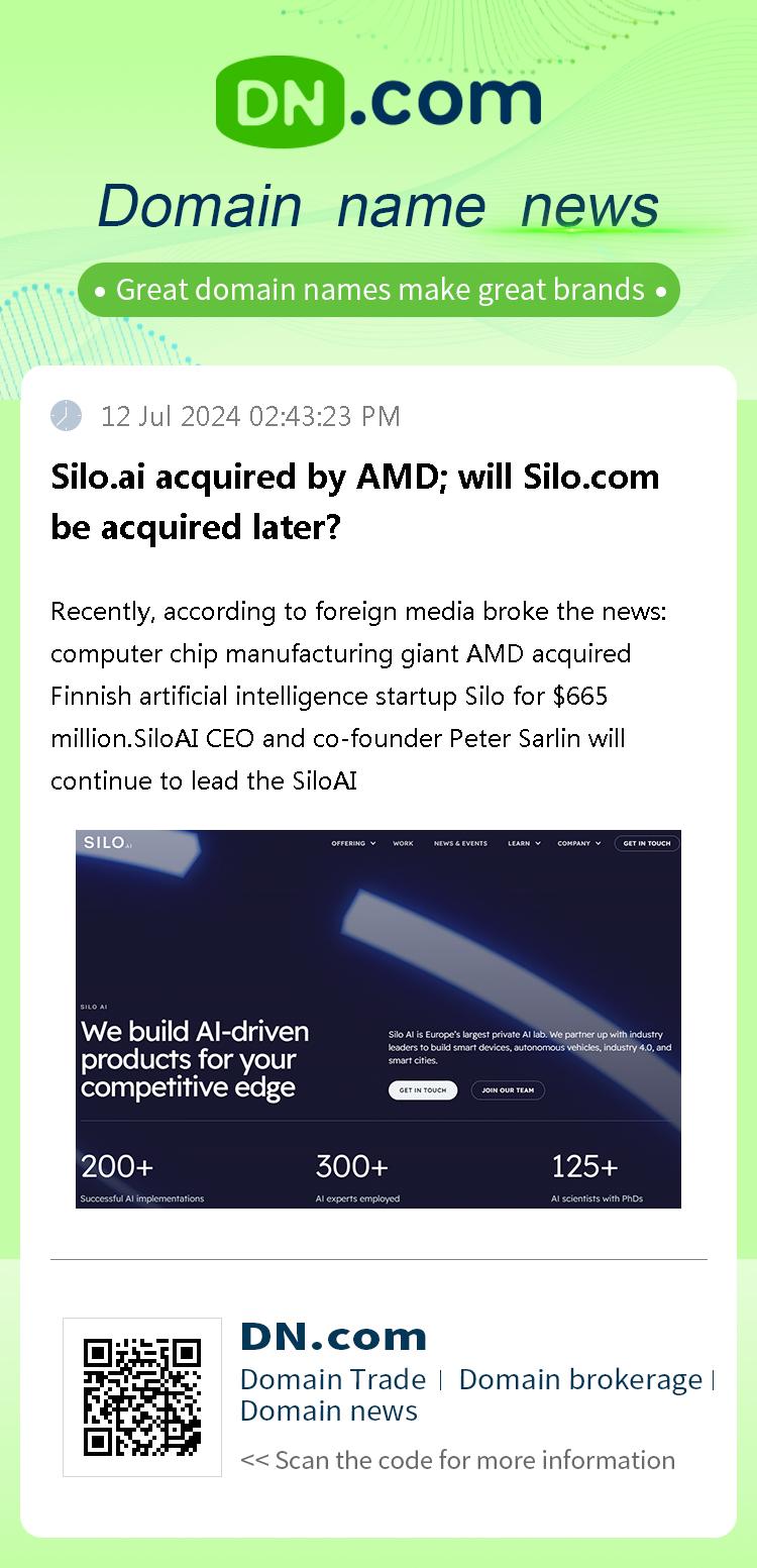 Silo.ai acquired by AMD; will Silo.com be acquired later?