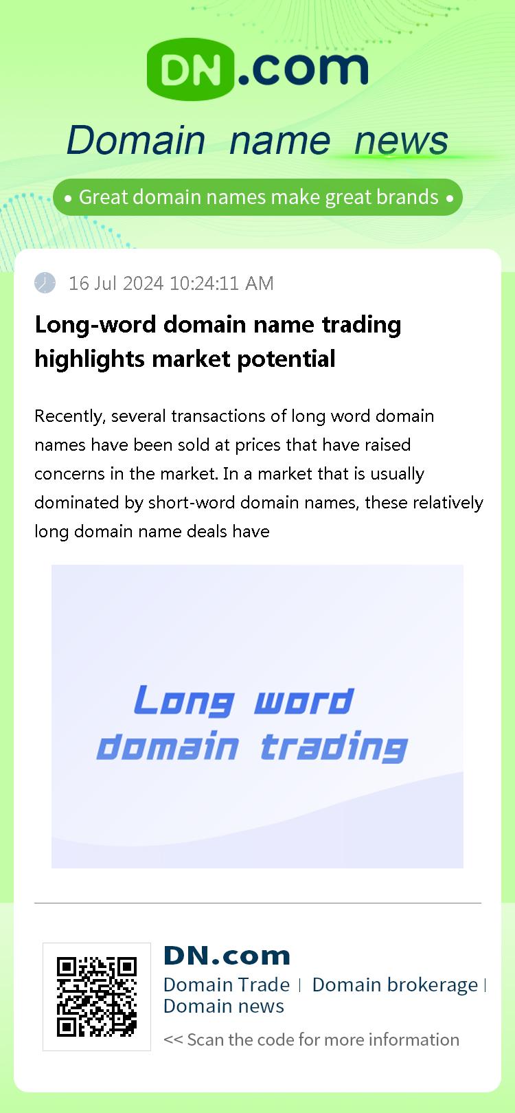 Long-word domain name trading highlights market potential