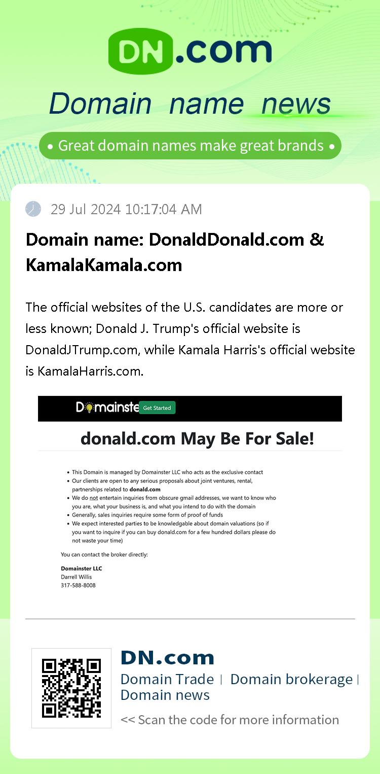 Domain name: DonaldDonald.com & KamalaKamala.com