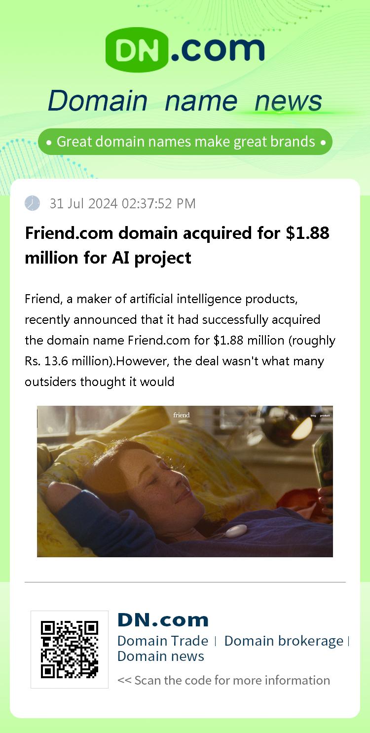 Friend.com domain acquired for $1.88 million for AI project