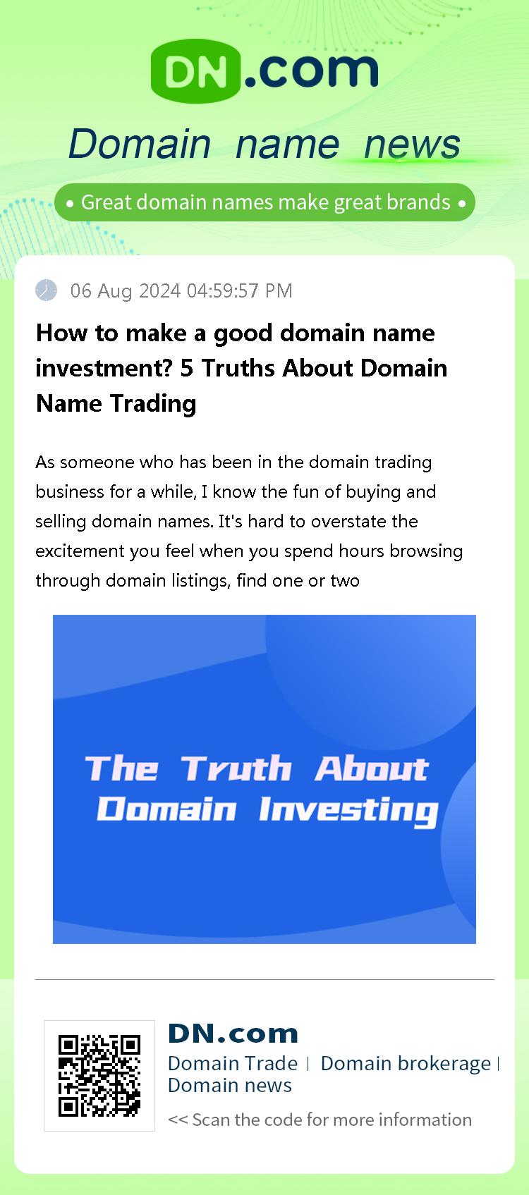 How to make a good domain name investment? 5 Truths About Domain Name Trading