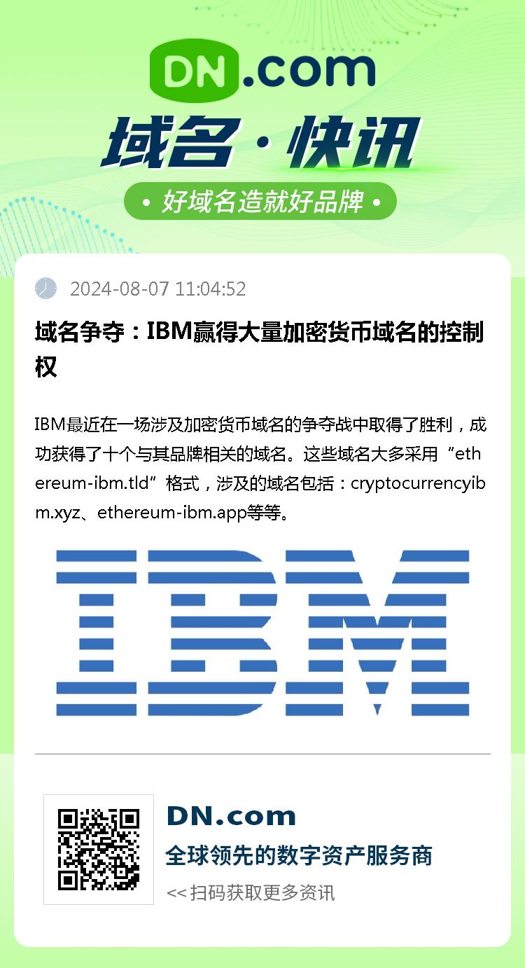 域名争夺：IBM赢得大量加密货币域名的控制权