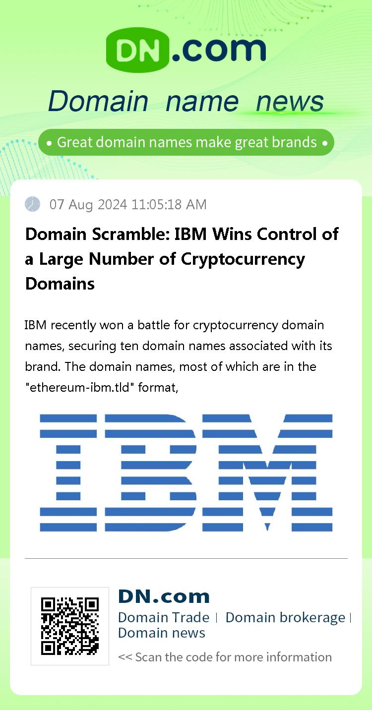 Domain Scramble: IBM Wins Control of a Large Number of Cryptocurrency Domains