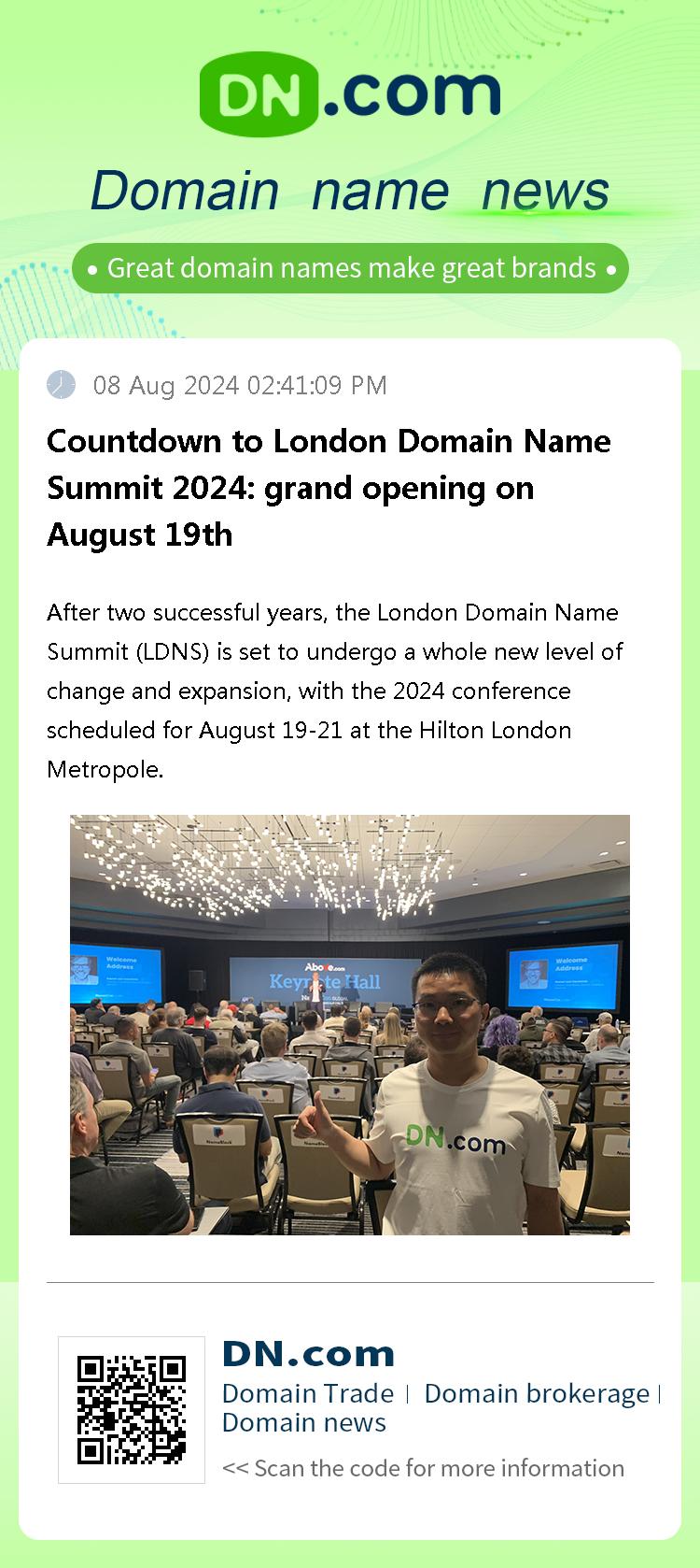 Countdown to London Domain Name Summit 2024: grand opening on August 19th