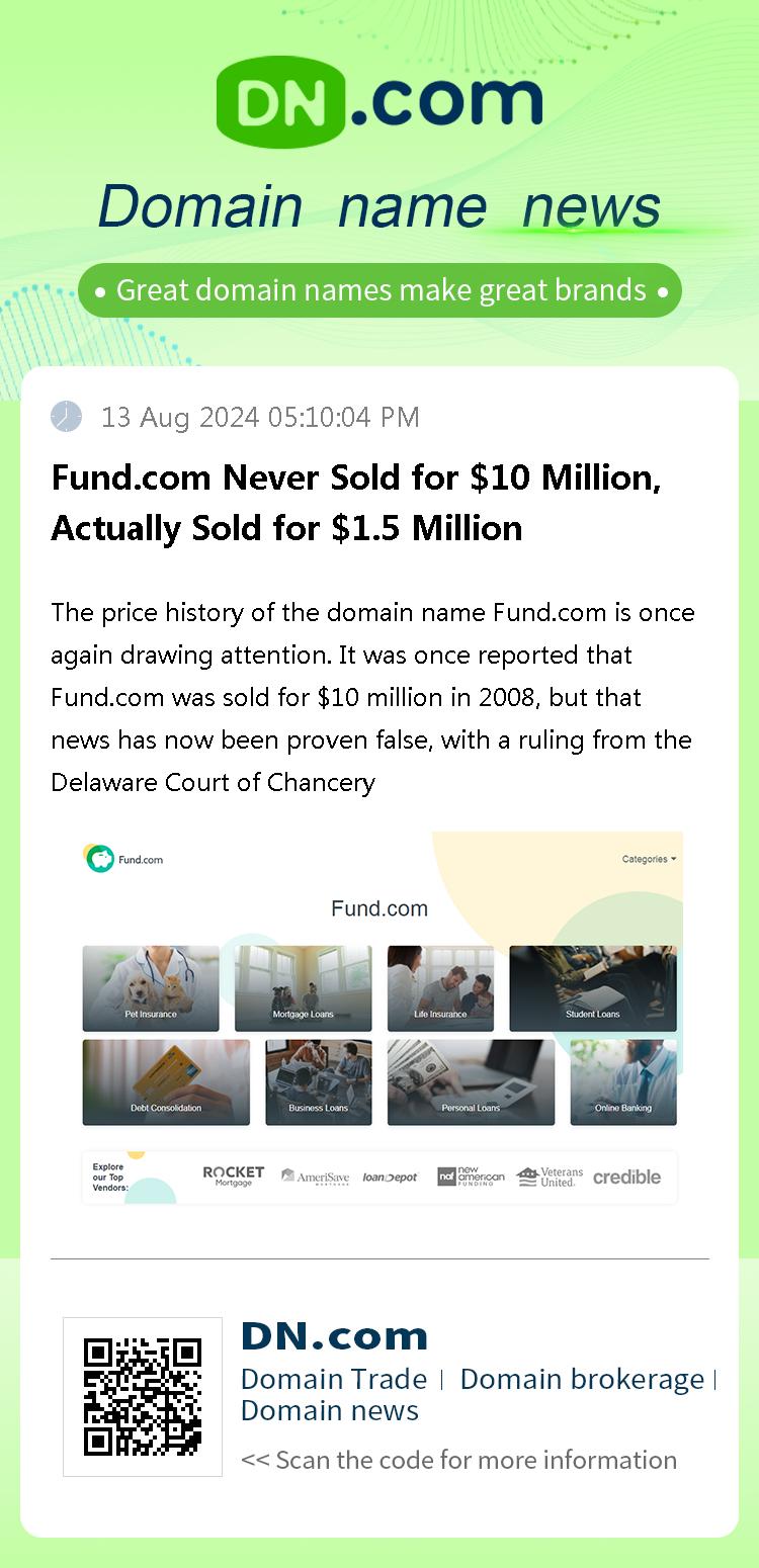 Fund.com Never Sold for $10 Million, Actually Sold for $1.5 Million