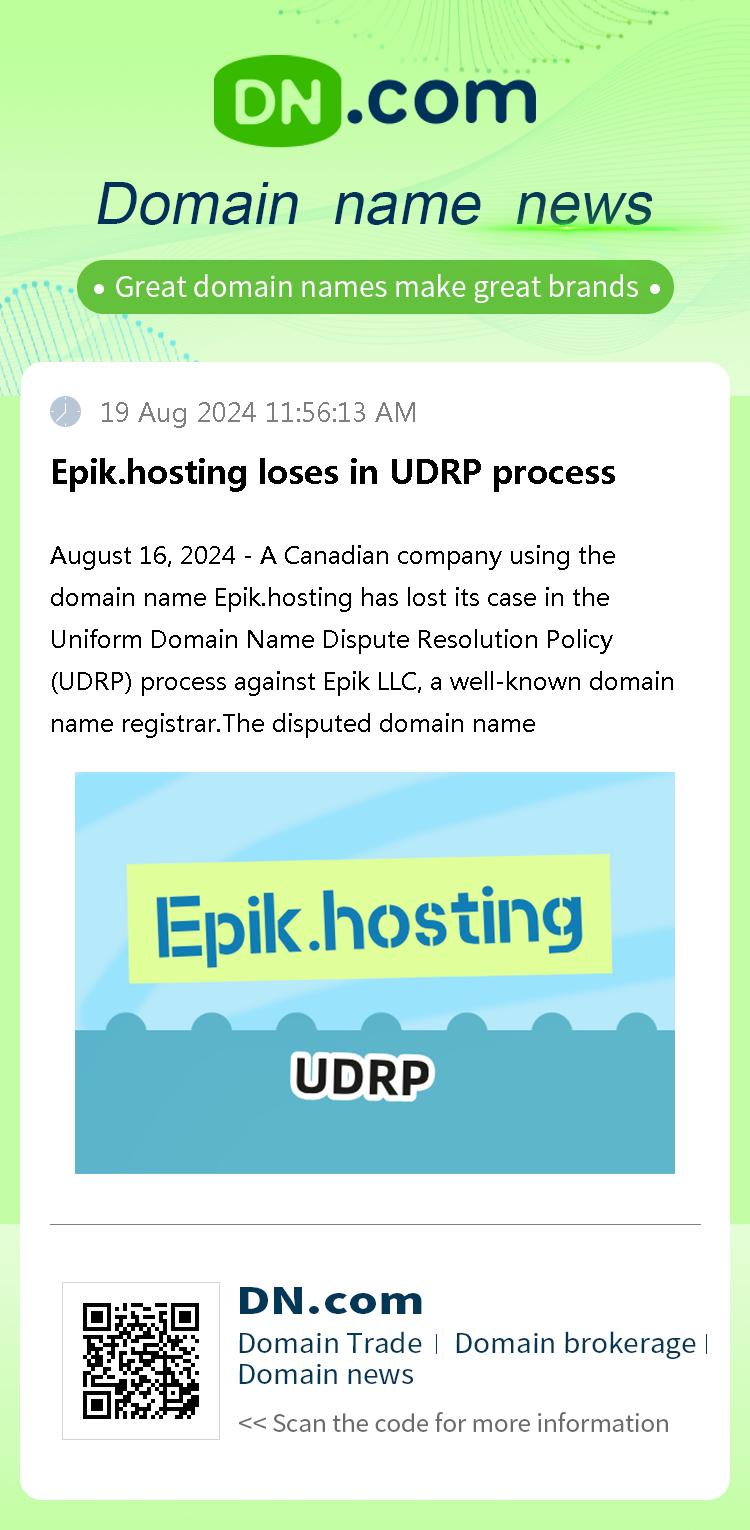 Epik.hosting loses in UDRP process