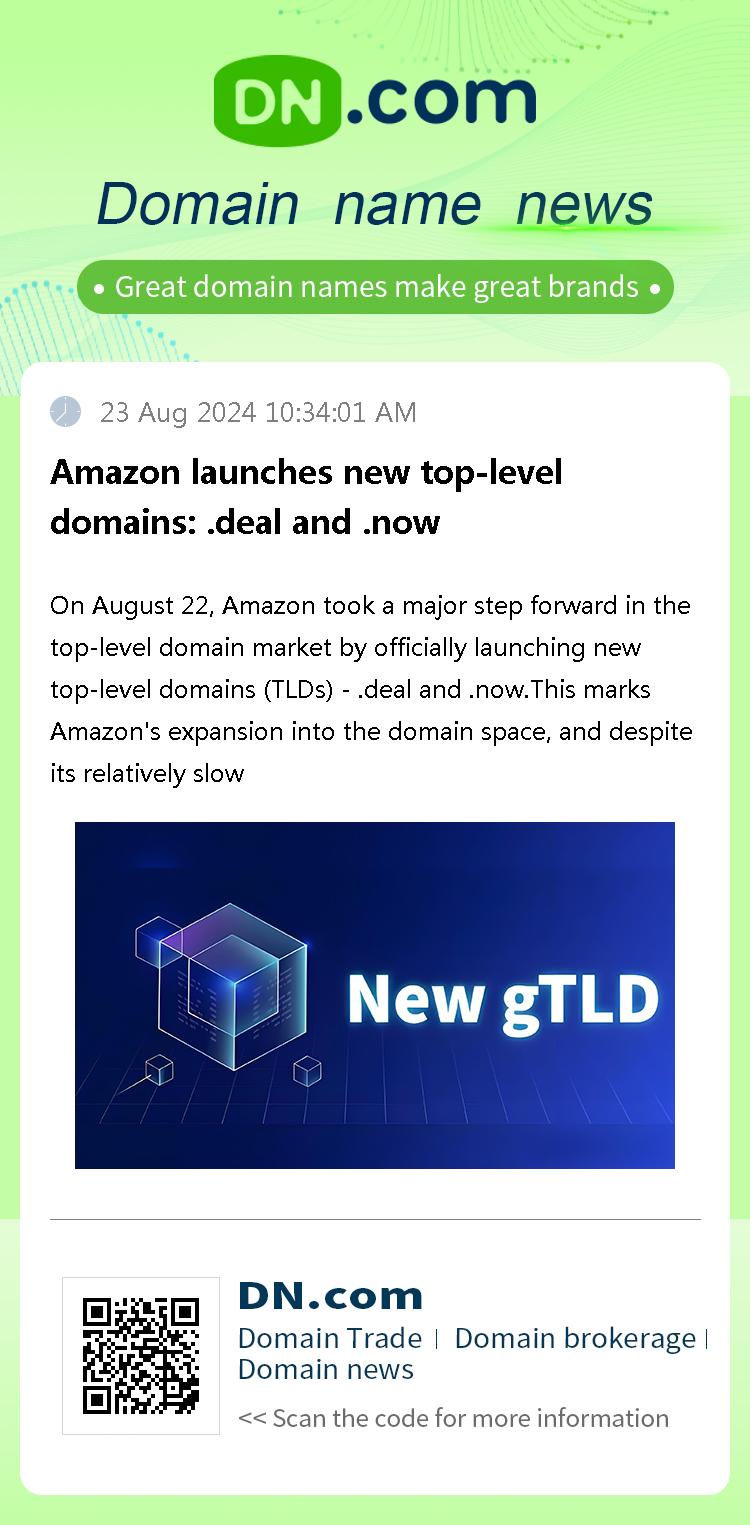 Amazon launches new top-level domains: .deal and .now