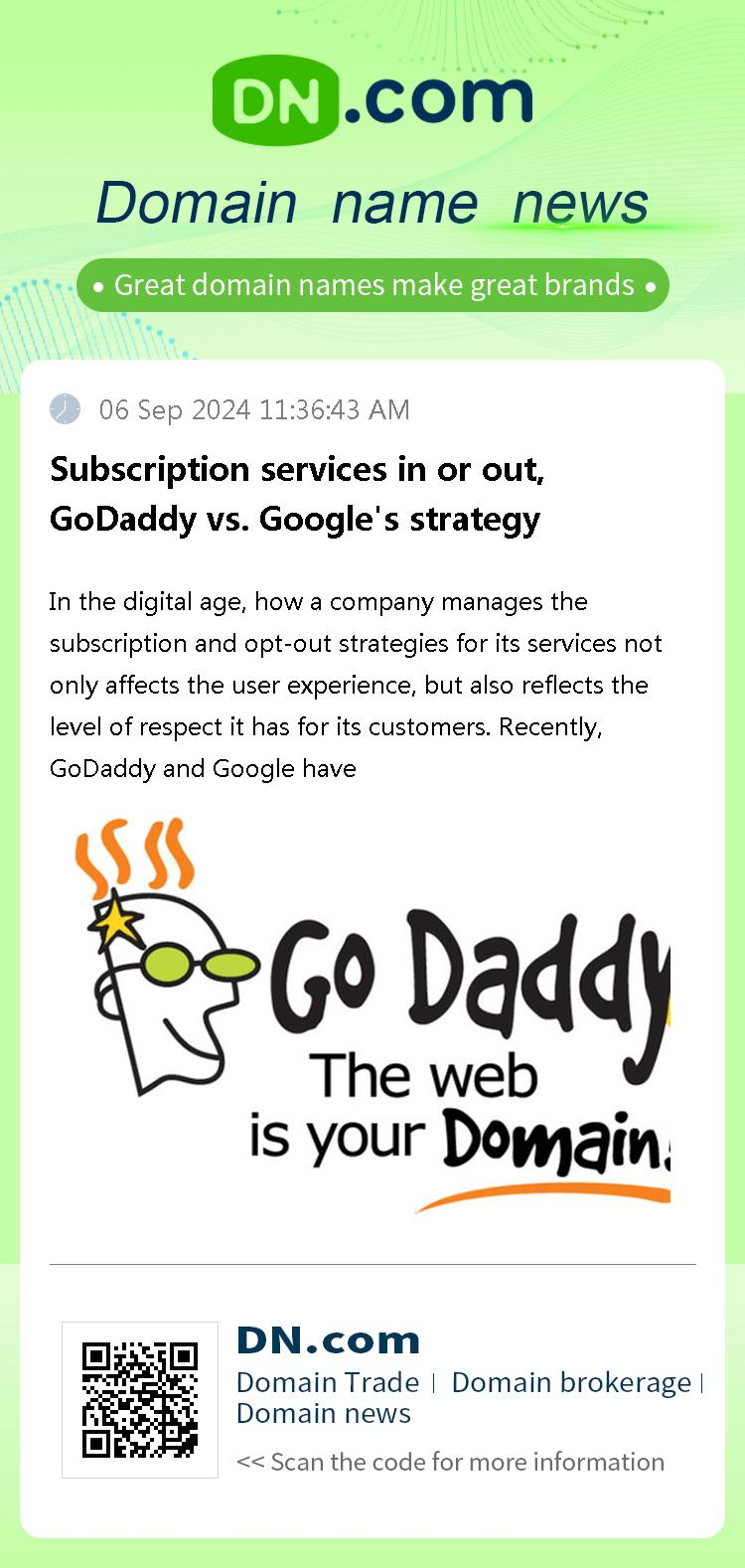 Subscription services in or out, GoDaddy vs. Google's strategy