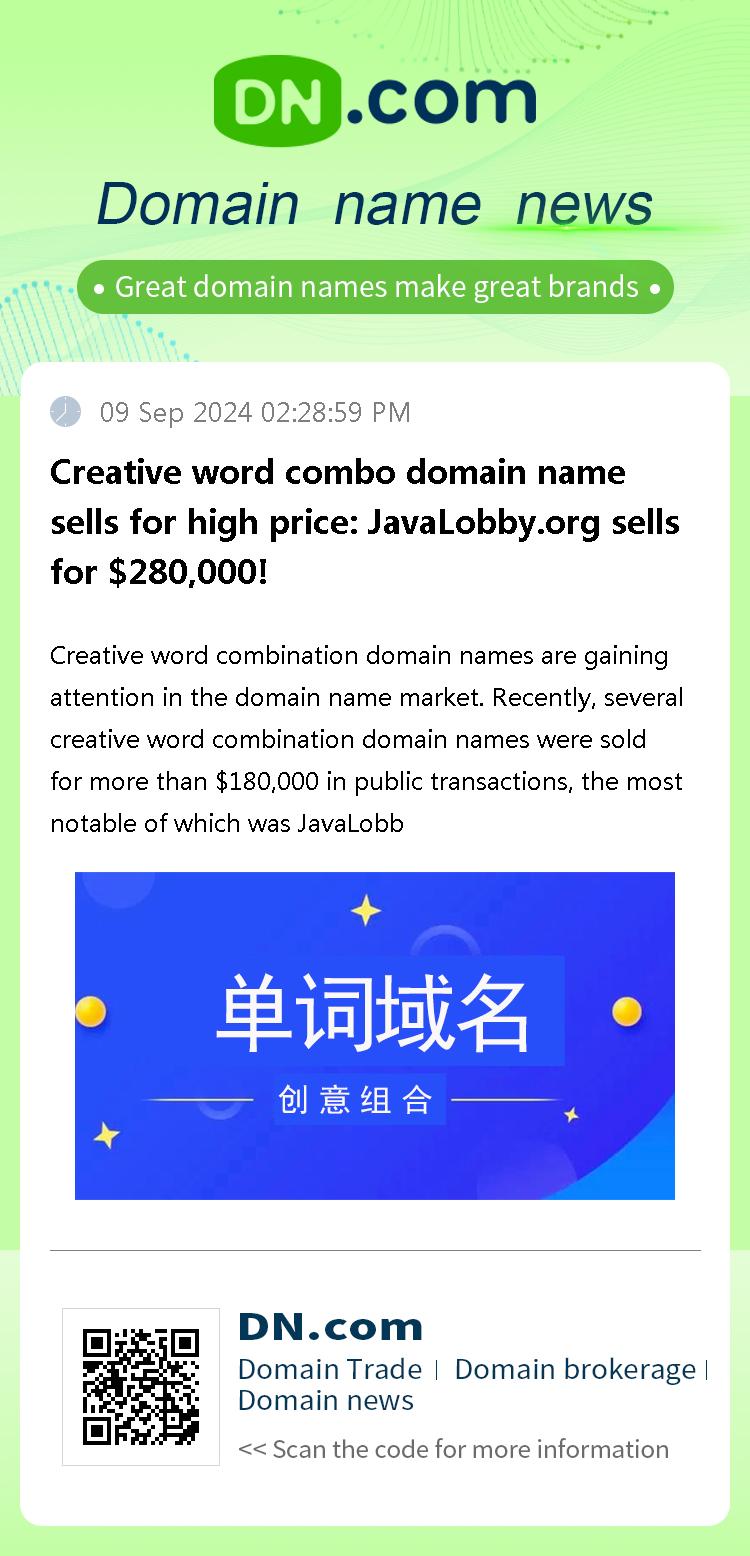 Creative word combo domain name sells for high price: JavaLobby.org sells for $280,000!