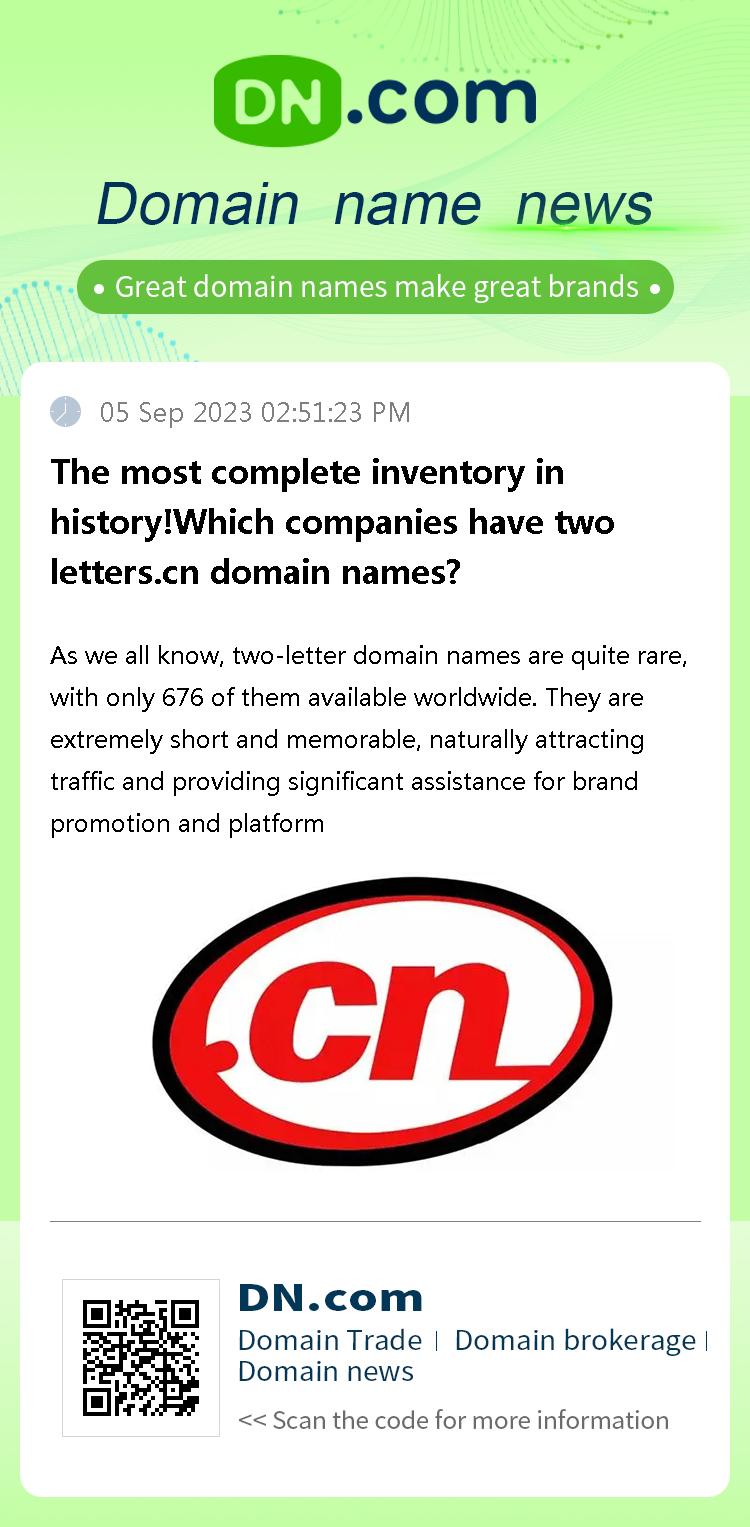 The most complete inventory in history!Which companies have two letters.cn domain names?