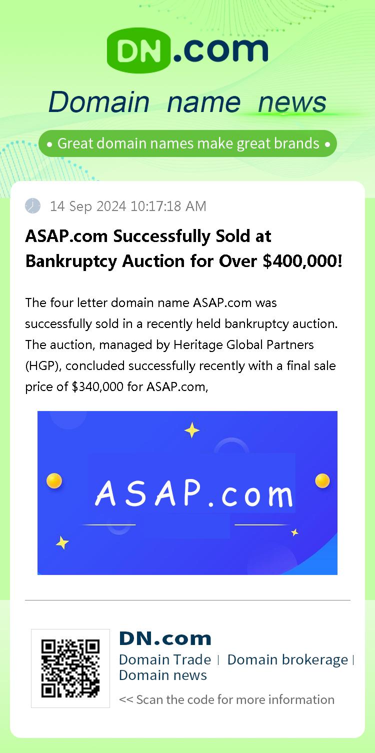 ASAP.com Successfully Sold at Bankruptcy Auction for Over $400,000!