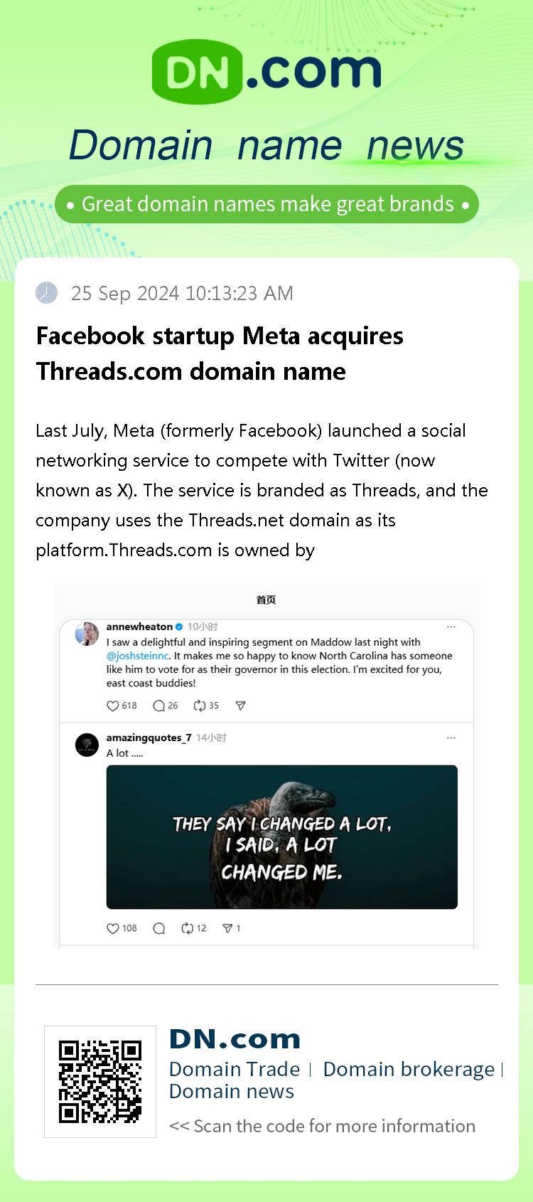 Facebook startup Meta acquires Threads.com domain name