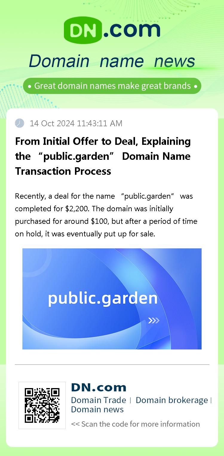 From Initial Offer to Deal, Explaining the “public.garden” Domain Name Transaction Process