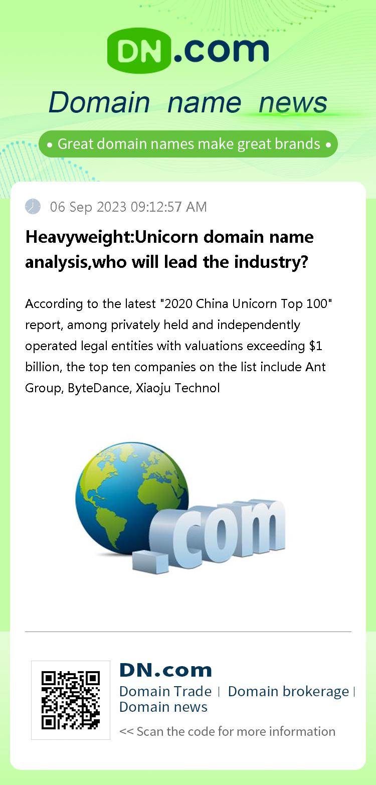 Heavyweight:Unicorn domain name analysis,who will lead the industry?