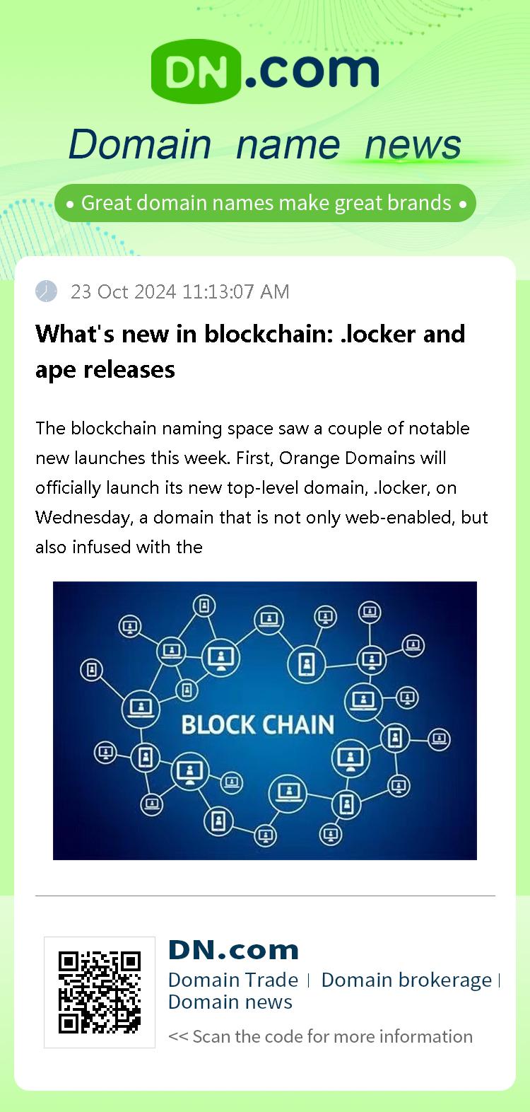 What's new in blockchain: .locker and ape releases