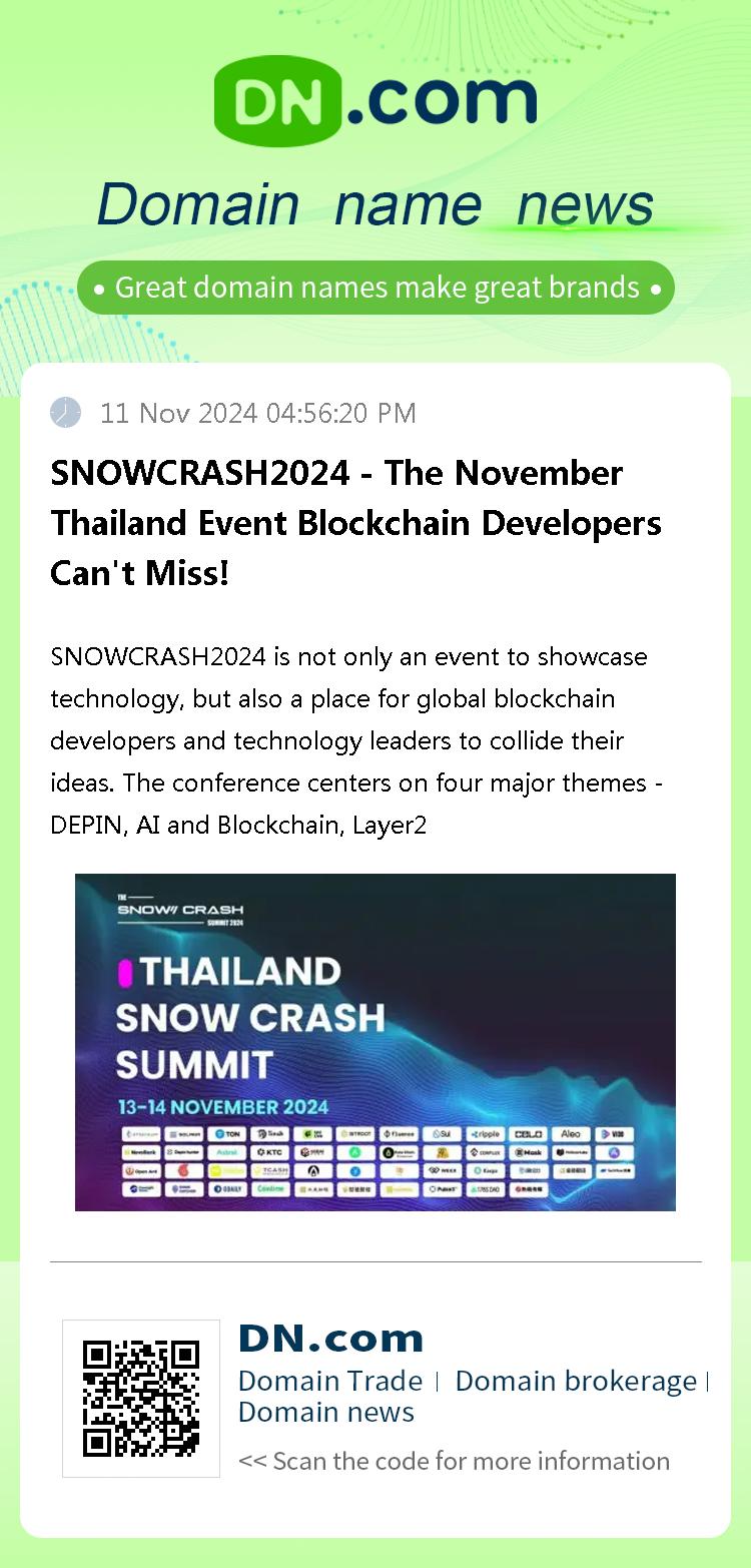 SNOWCRASH2024 - The November Thailand Event Blockchain Developers Can't Miss!