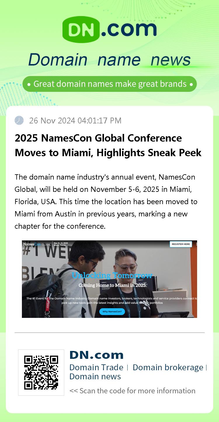 2025 NamesCon Global Conference Moves to Miami, Highlights Sneak Peek