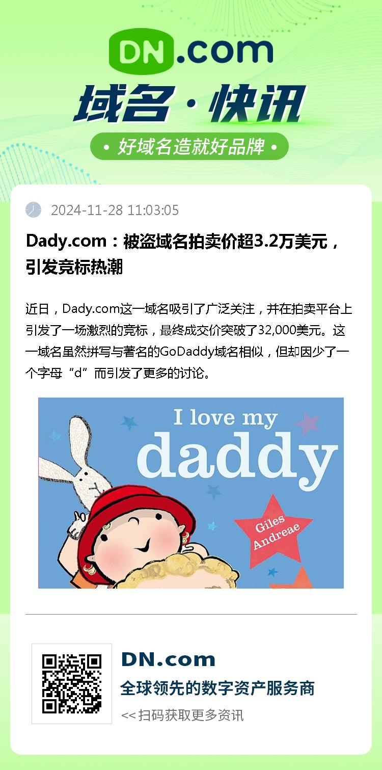 Dady.com：被盗域名拍卖价超3.2万美元，引发竞标热潮