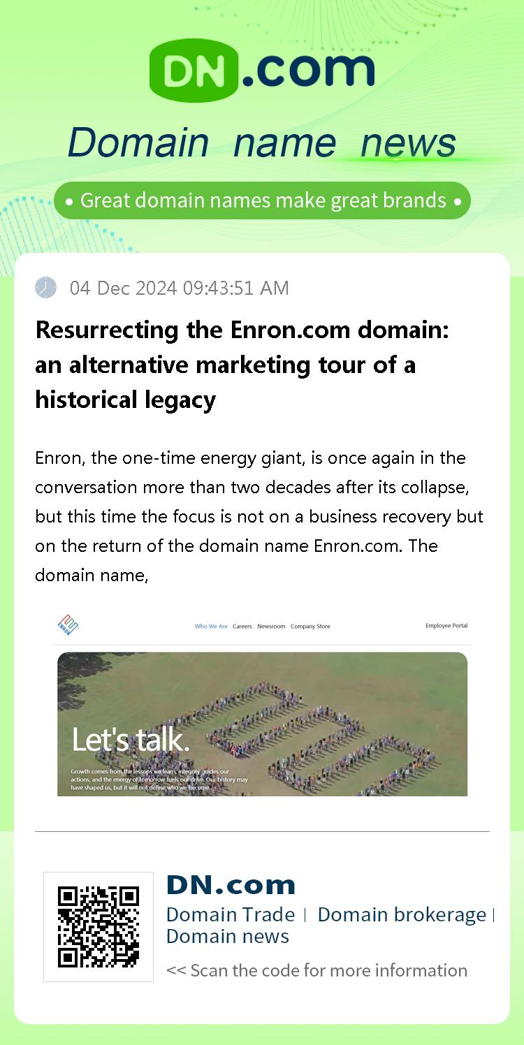 Resurrecting the Enron.com domain: an alternative marketing tour of a historical legacy