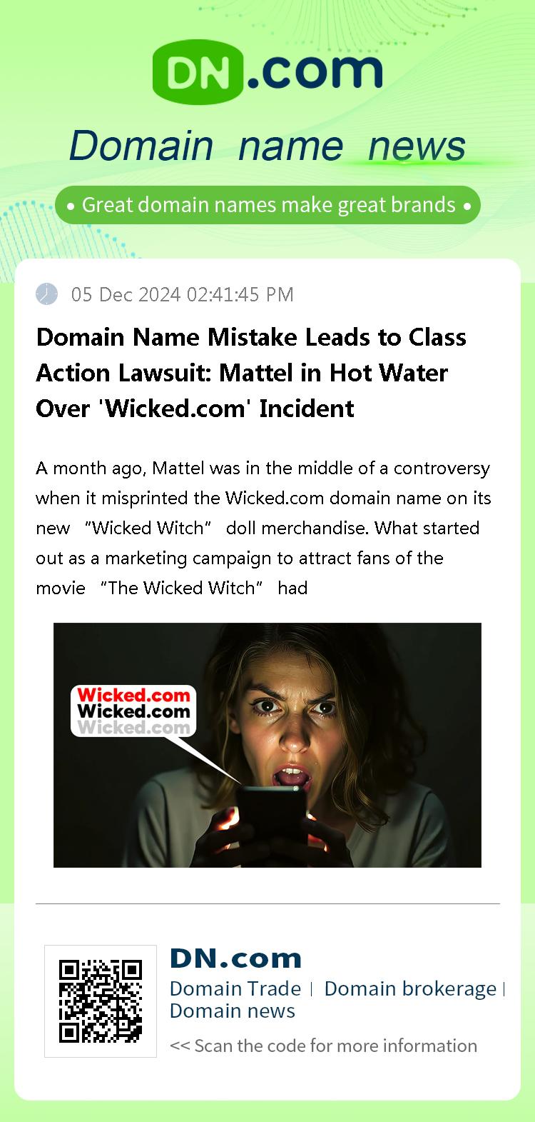 Domain Name Mistake Leads to Class Action Lawsuit: Mattel in Hot Water Over 'Wicked.com' Incident