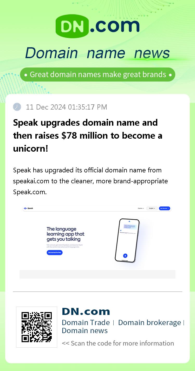 Speak upgrades domain name and then raises $78 million to become a unicorn!