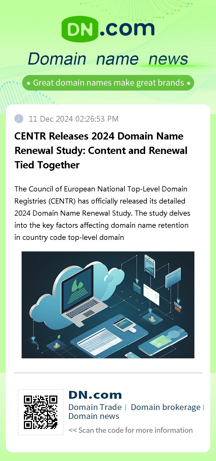 CENTR Releases 2024 Domain Name Renewal Study: Content and Renewal Tied Together