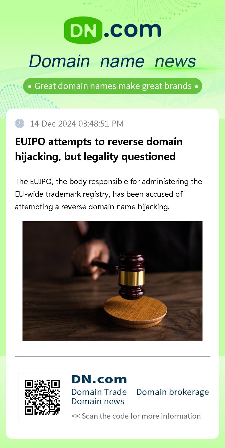 EUIPO attempts to reverse domain hijacking, but legality questioned