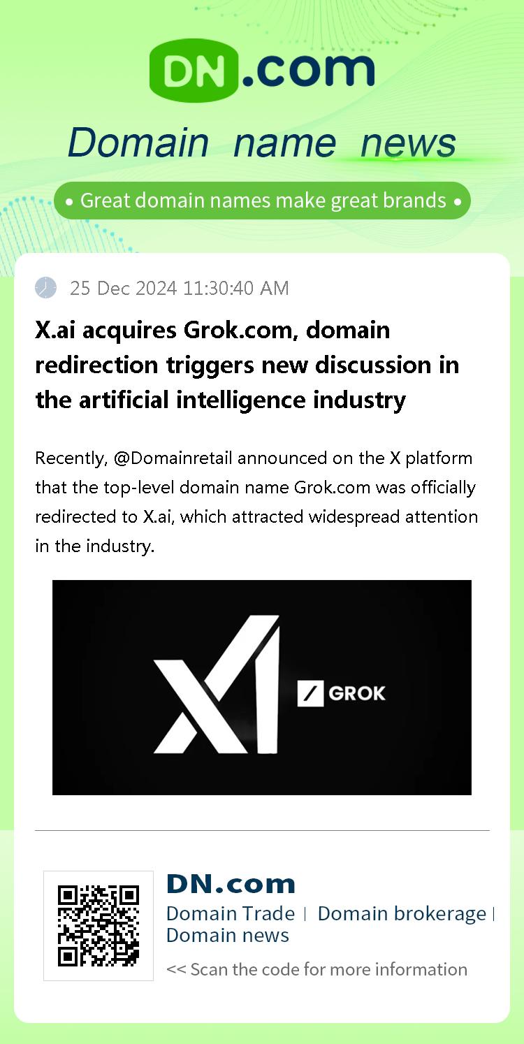 X.ai acquires Grok.com, domain redirection triggers new discussion in the artificial intelligence industry