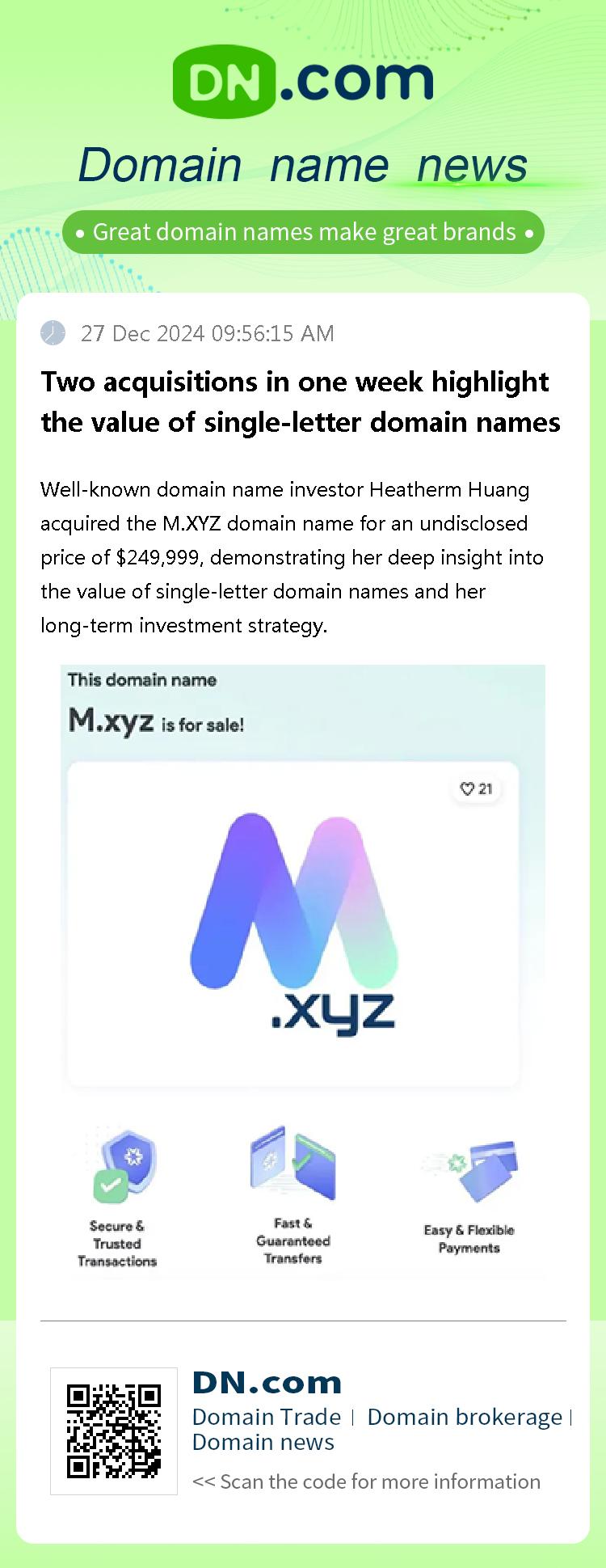 Two acquisitions in one week highlight the value of single-letter domain names