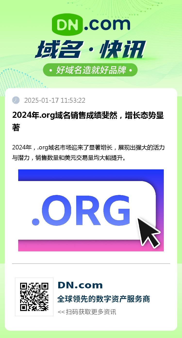 2024年.org域名销售成绩斐然，增长态势显著