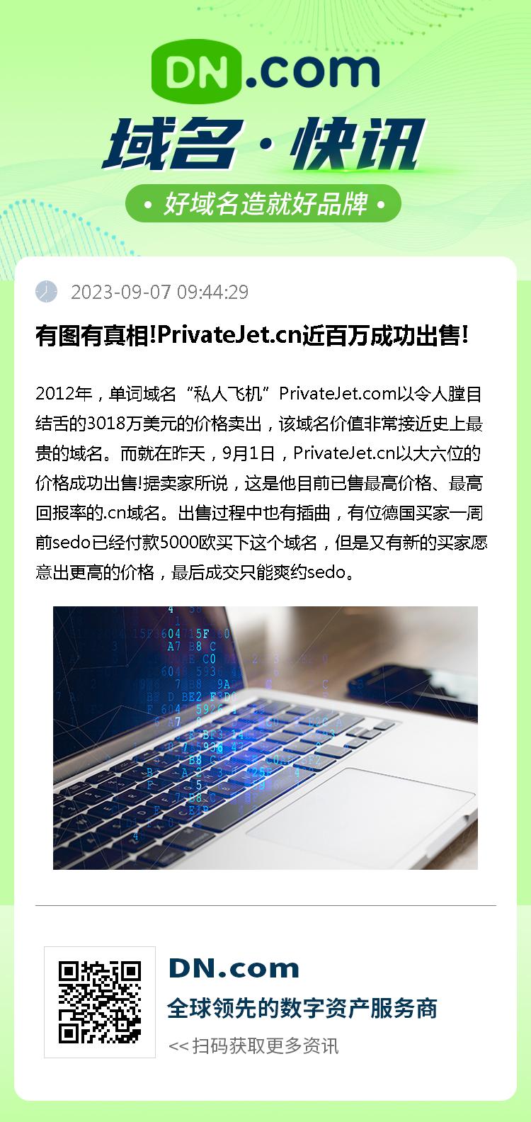 有图有真相!PrivateJet.cn近百万成功出售!