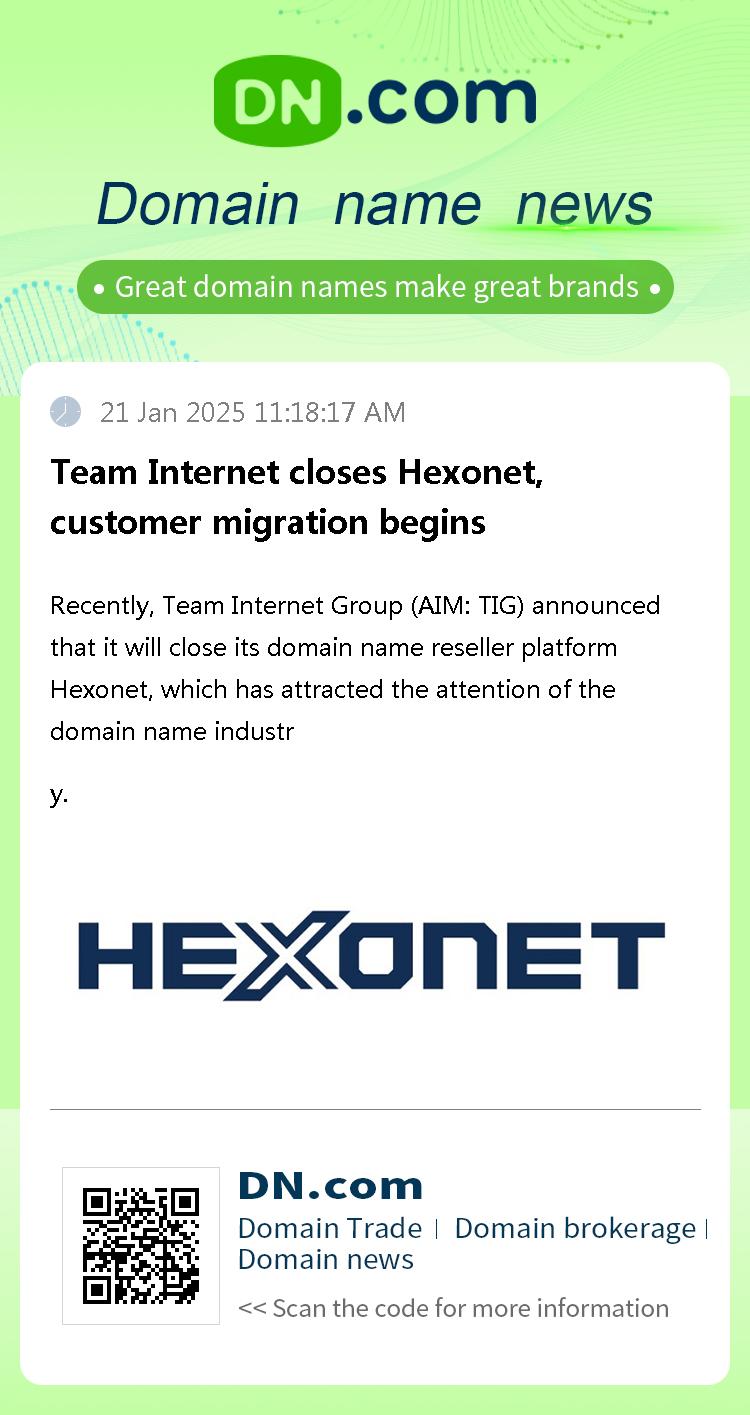 Team Internet closes Hexonet, customer migration begins