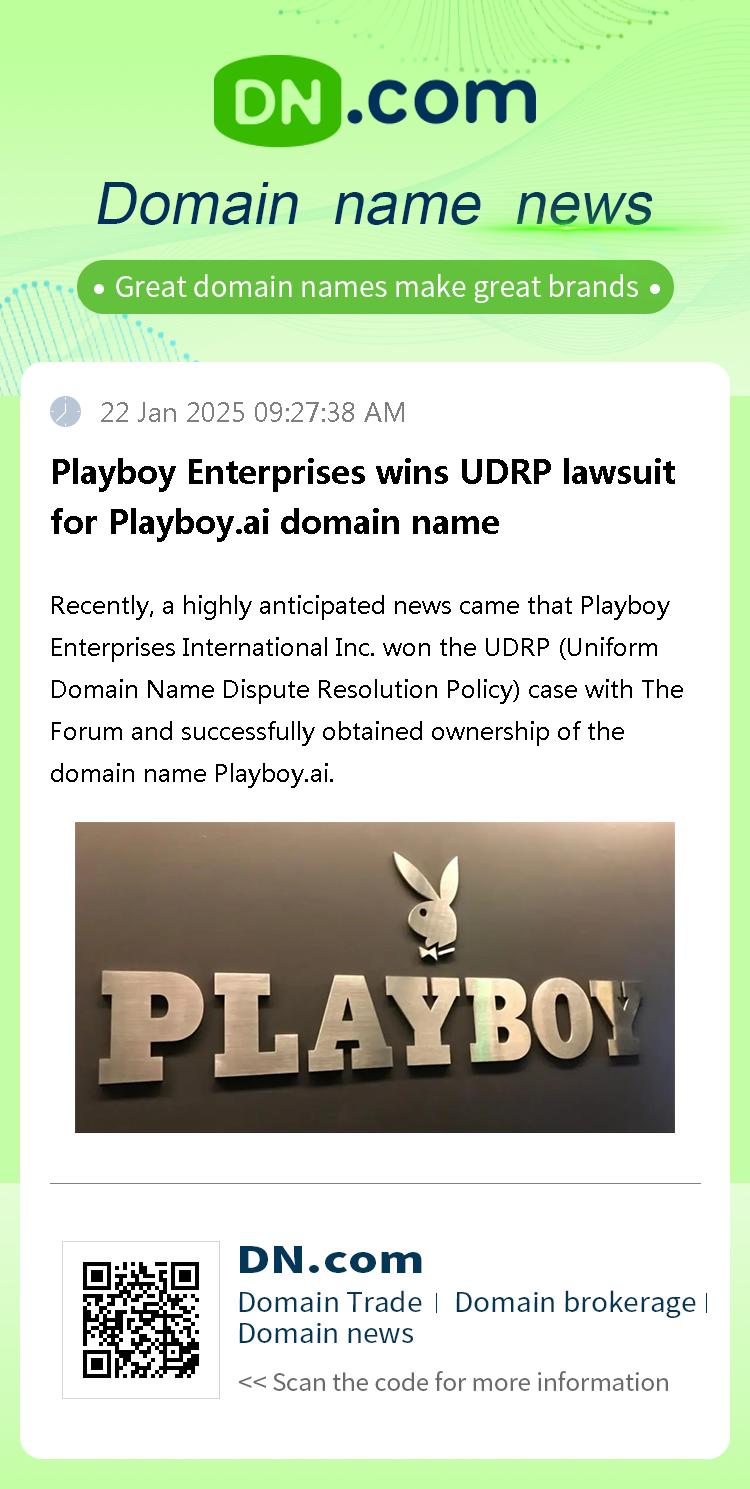 Playboy Enterprises wins UDRP lawsuit for Playboy.ai domain name