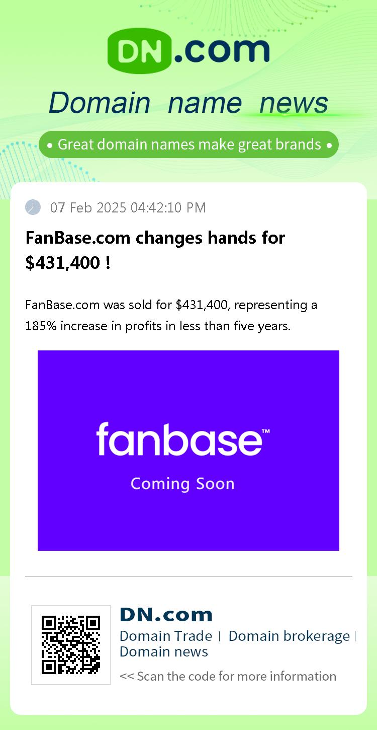 FanBase.com changes hands for $431,400！