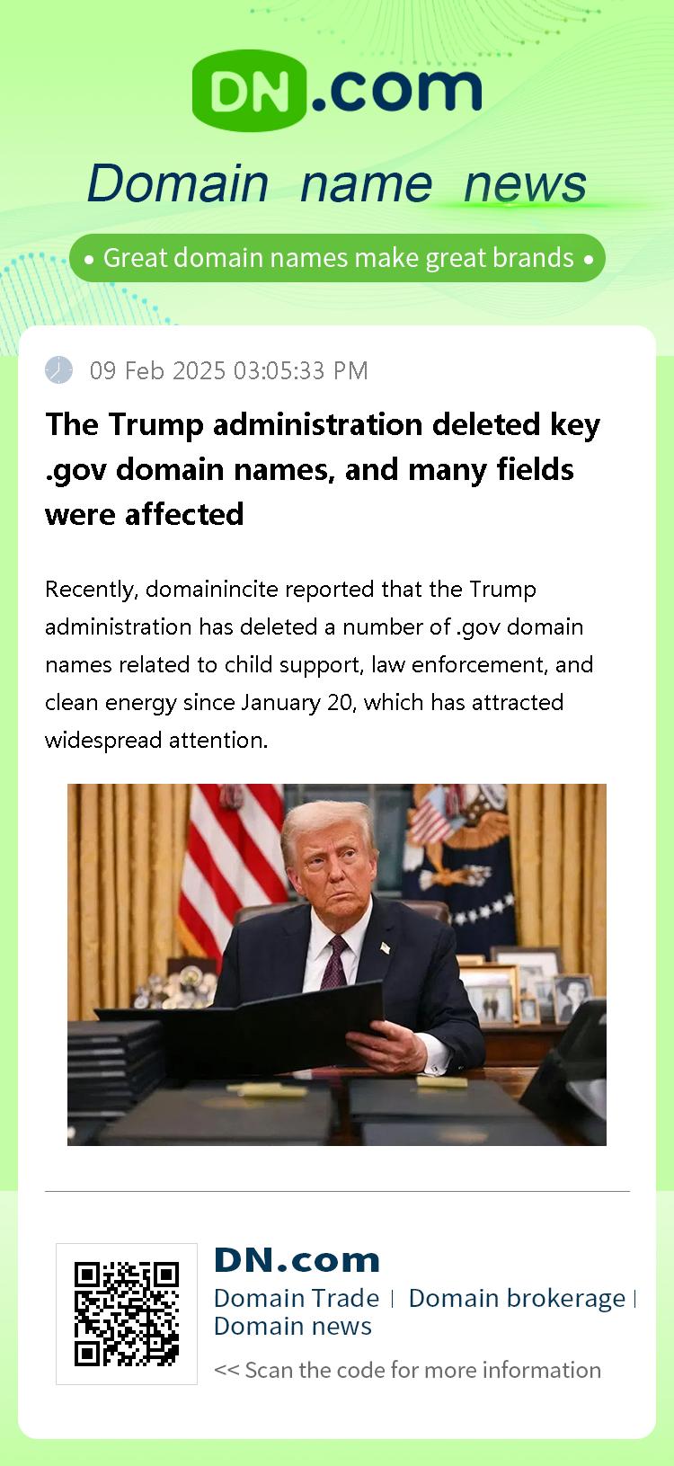 The Trump administration deleted key .gov domain names, and many fields were affected