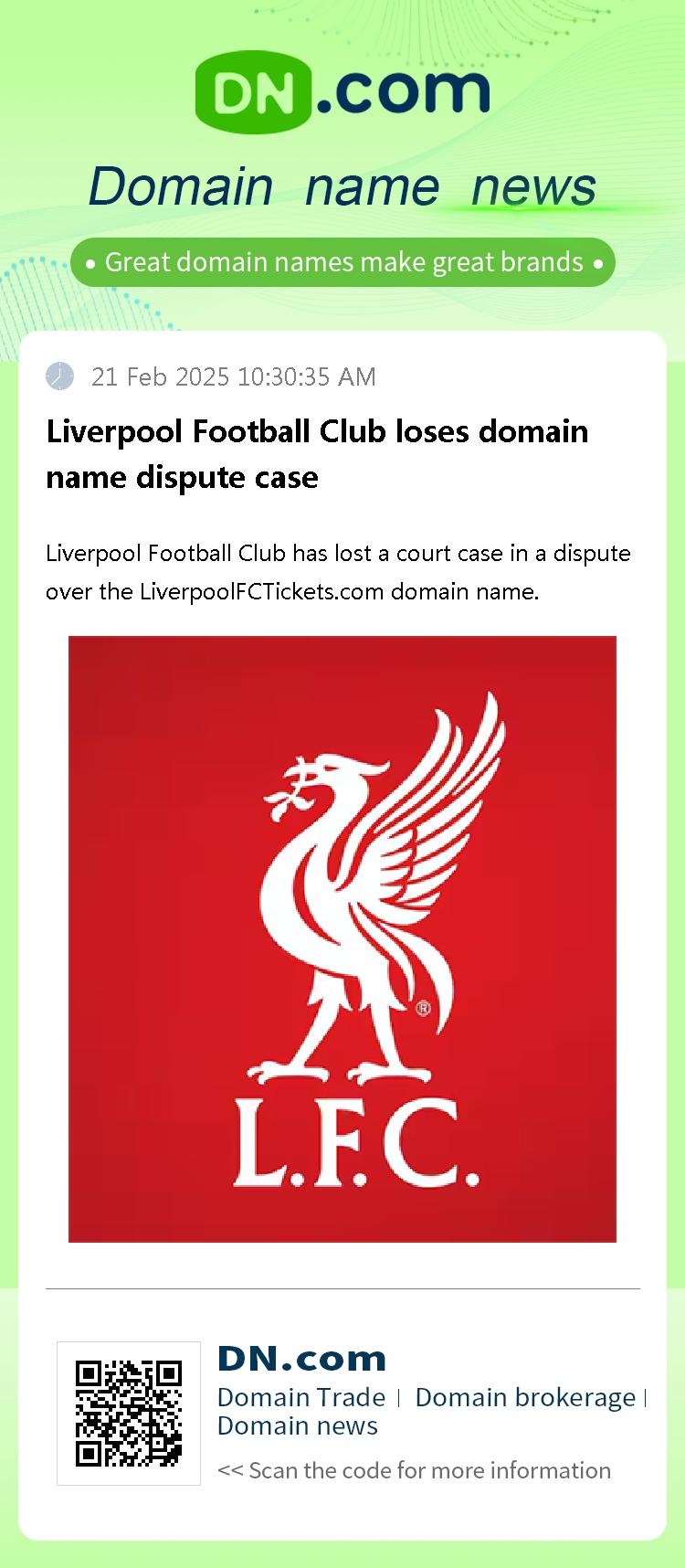 Liverpool Football Club loses domain name dispute case