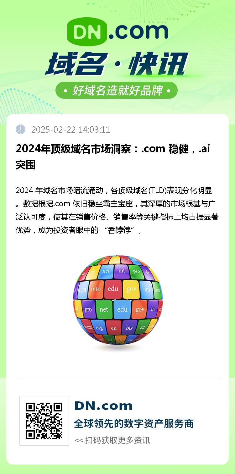 2024年顶级域名市场洞察：.com 稳健，.ai 突围