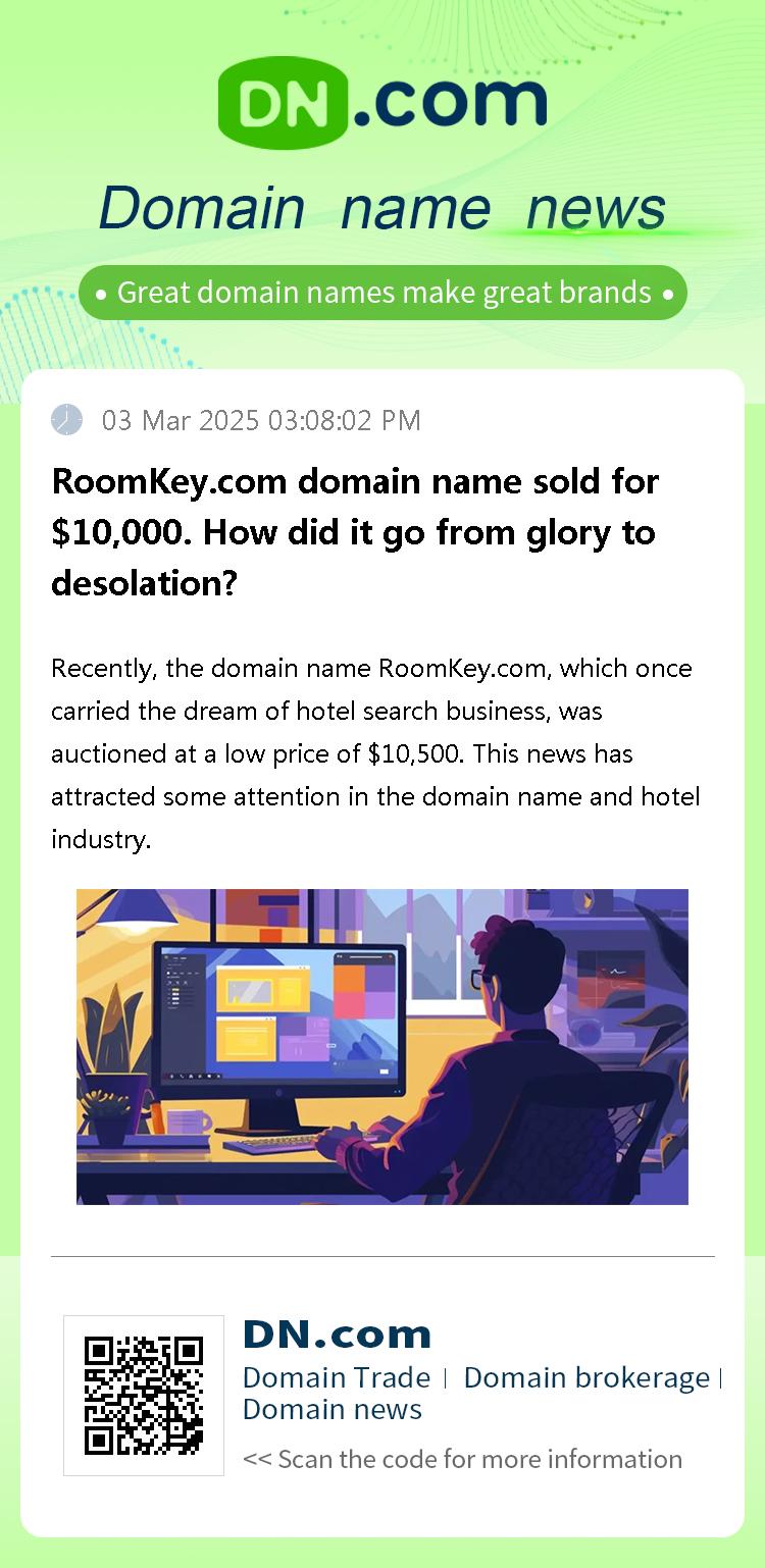 RoomKey.com domain name sold for $10,000. How did it go from glory to desolation?