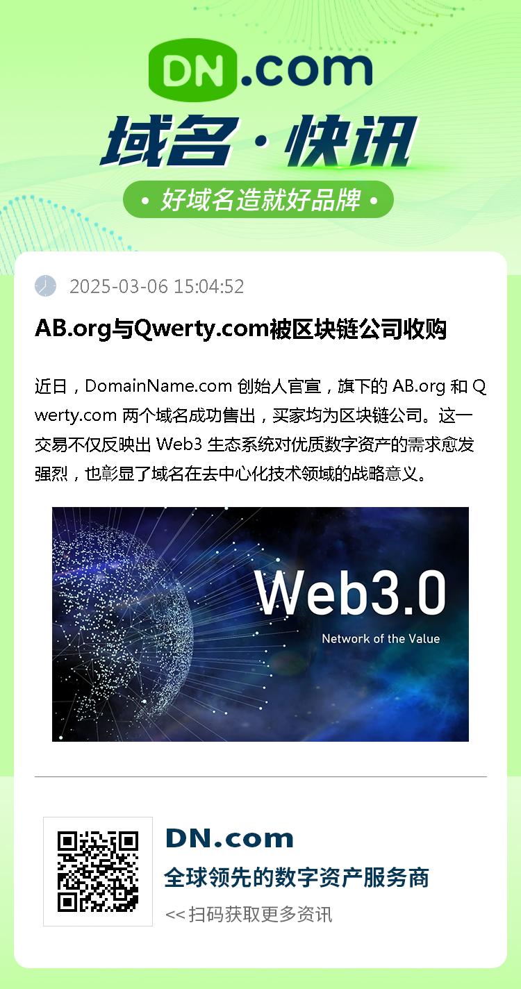 AB.org与Qwerty.com被区块链公司收购