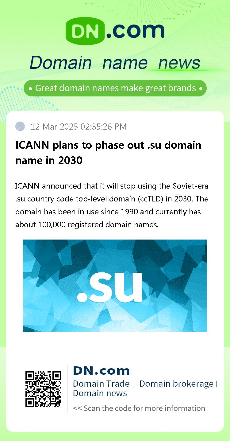 ICANN plans to phase out .su domain name in 2030
