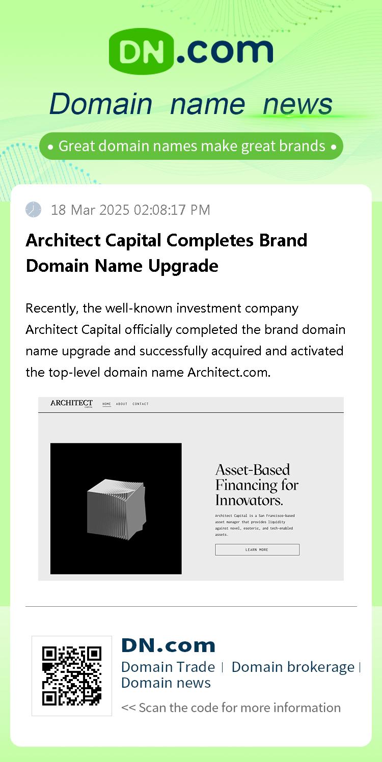 Architect Capital Completes Brand Domain Name Upgrade