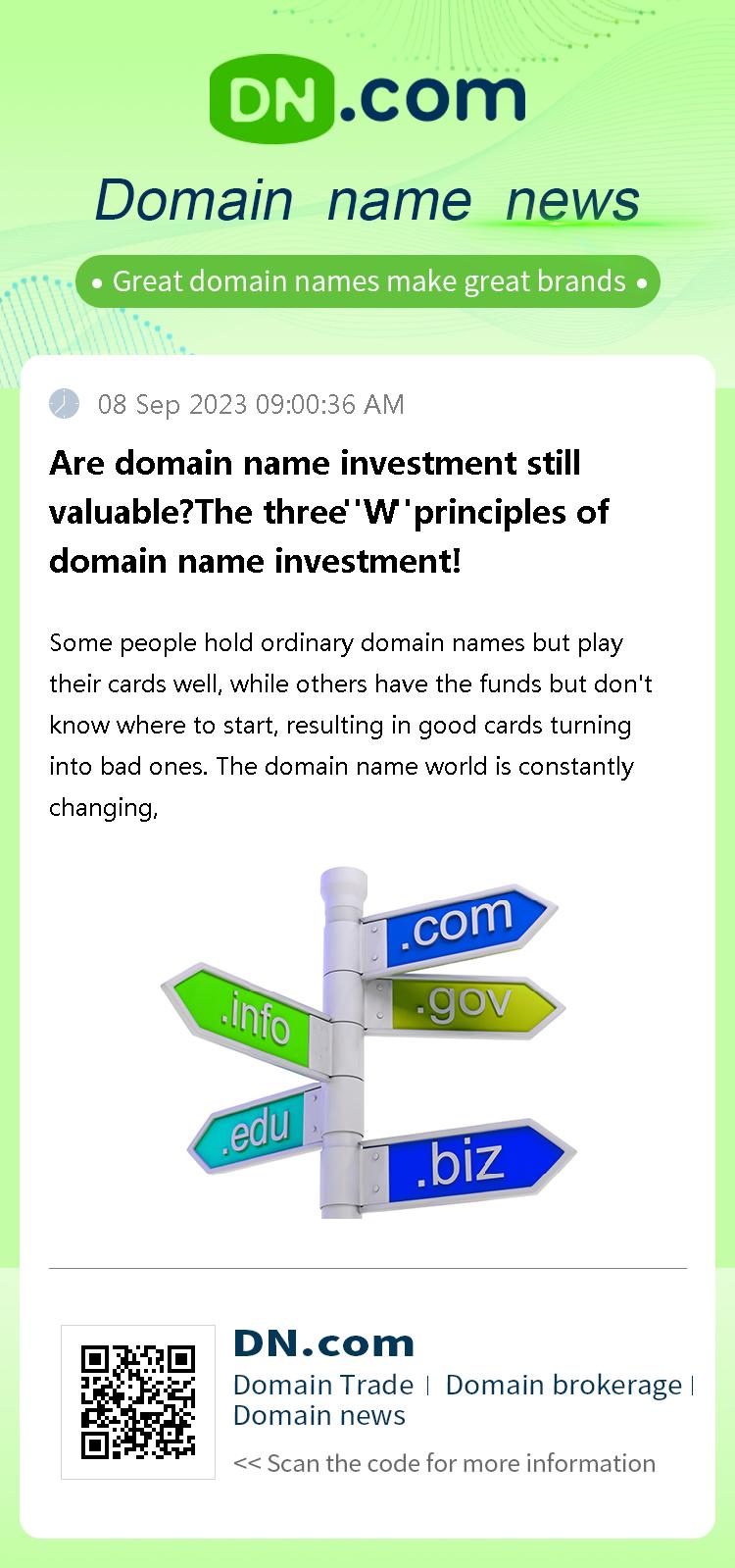 Are domain name investment still valuable?The three