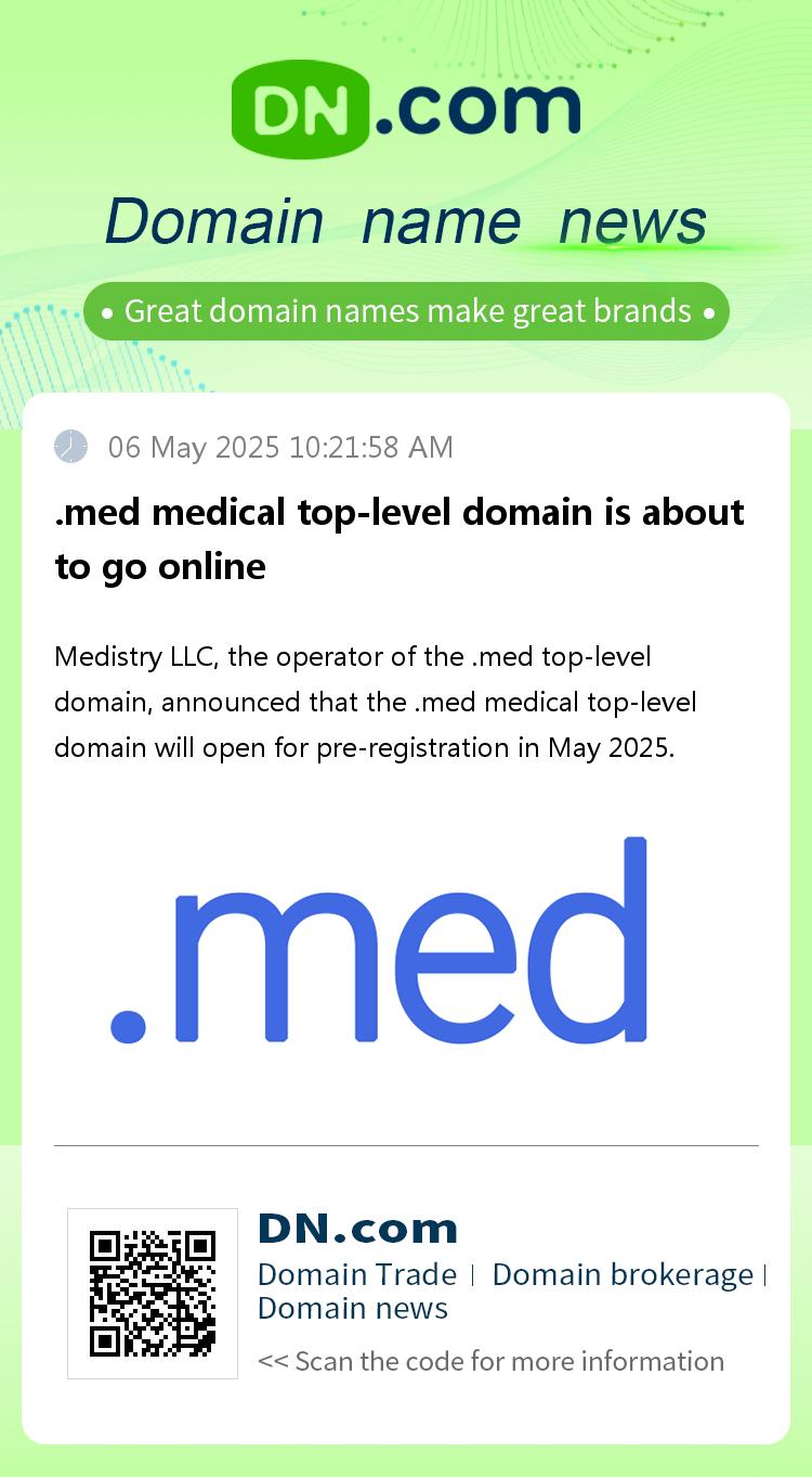 .med medical top-level domain is about to go online