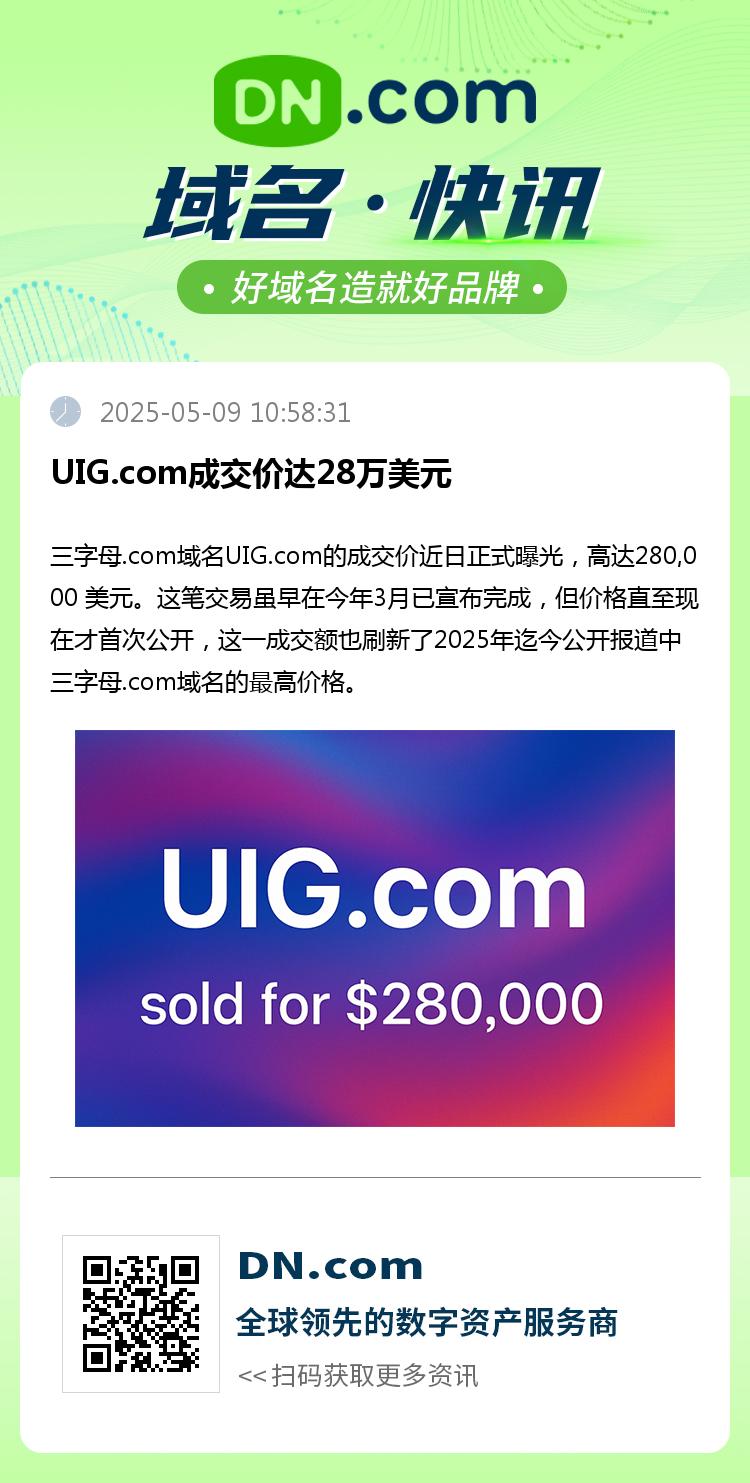 UIG.com成交价达28万美元